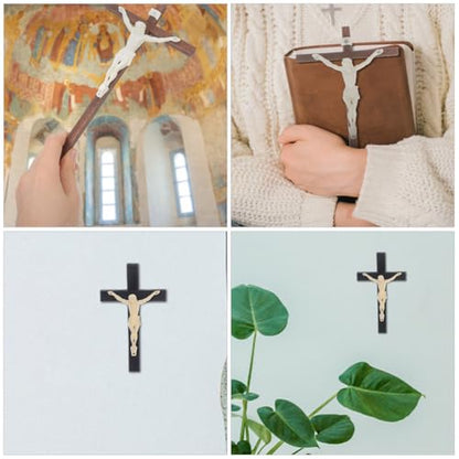 Luxshiny DIY Jesus Statue Decoration 3.93 Inch Christian Crucifix Wall Cross Figurines Set of 5 for Home and Office Religious Craft Ornament