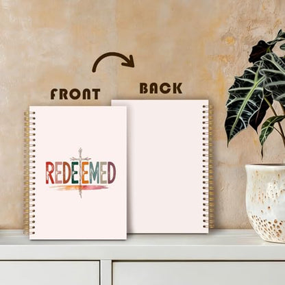 Retro Boho Christian Notebook Journal, Christian Religious Gifts, Redeemed Jesus Bible Spiral Hardcover Notebook Journal for Church Notes Study Office Work, 5.5x8.3 Inch - color: The Redeemer