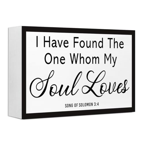 I Have Found The One Whom My Soul Loves Christian Wood Box Sign Desk Decor,Song of Solomon 3:4Bible Verse Wooden Block Sign for Home Farmhouse Bedroom Wall Shelf Tabletop Decor - style: Song of Solomon 3:4