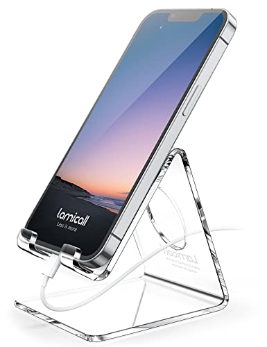 Lamicall Clear Acrylic Cell Phone Stand, Office Desk Decor Accessories - color: clear
