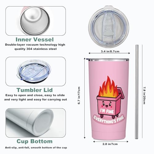 Funny Gifts for Women Men 20oz Tumbler with Lid and Straw - color: Multi 1367