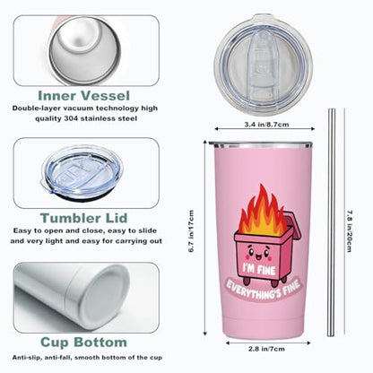 Funny Gifts for Women Men 20oz Tumbler with Lid and Straw - color: Multi 1367