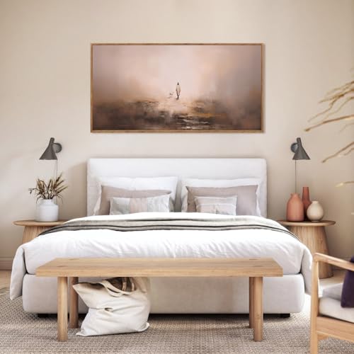 Aurlan Jesus Good Shepherd Lost Sheep Framed Canvas Wall Art 40x20 Inch - color: Jesus Leaves The 99 Parable of The Lost Sheep, size: 40"L x 20"W