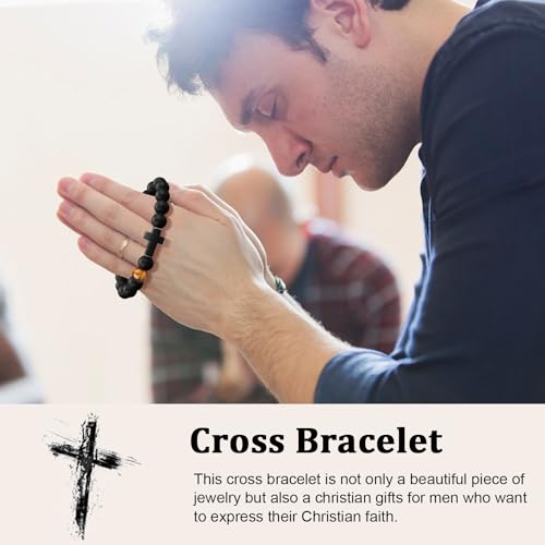 Christian Grandparents-Day Gifts for Men, Religious Cross Bracelet for Him - style: To My Man - Black