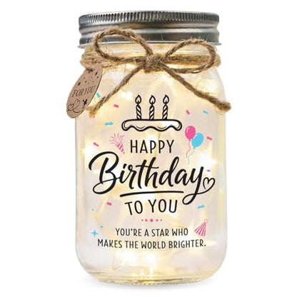 Solmay Birthday Gifts for Women, Mason Jar Night Light - color: Happy Birthday