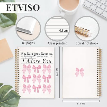 Coquette Pink Bow Notebook, Girly Preppy Notebooks for Note Taking, Preppy Bow Journal, Pink Aesthetic Journals for Writing, Coquette Girly Office Supplies, 5.5x8.3 Inch - color: 05-Bible(03)