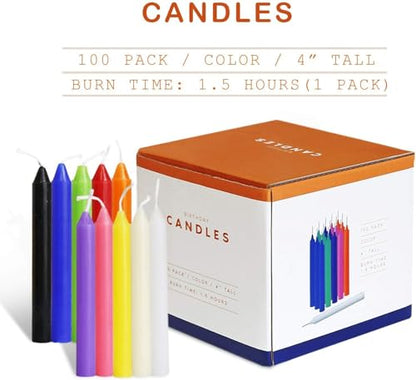 100 Pack 4 Inch Multicolor Taper Chime Candles - color: colours-4"100pcs
