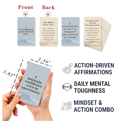 55 Daily Affirmation Cards for Men - Positive Mindset Deck, Gifts for Him - color: Men's Affirmation Cards
