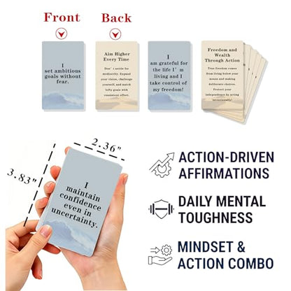 55 Daily Affirmation Cards for Men - Positive Mindset Deck, Gifts for Him - color: Men's Affirmation Cards