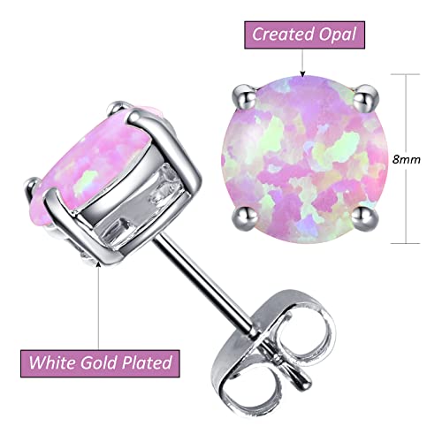 CERSLIMO Multi Colors fire Opal Stud Earrings Birthstone Earrings For Women 8mm - color: 07 Light Purple