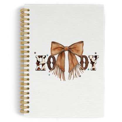 YLZlhb Western Coquette Leather Bow Spiral Notebook Journal, Howdy Western Notebooks for Note Taking, Cowgirl Gifts for Women, Retro Preppy Aesthetic Cowgirl Hardcover Spiral Journal 5.5x8.3 Inches - color: howdy