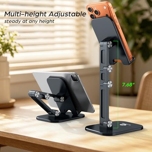 OCYCLONE Phone Stand for Desk, Foldable Cell Phone Stand Holder, Black - color: Black