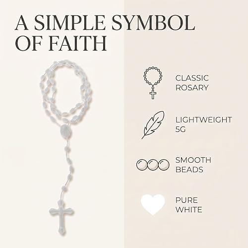 2Pcs White Black Plastic Rosary Beads Luminous Necklaces Catholicism Prayer Religious Jewelry Cross Necklace for Women Men