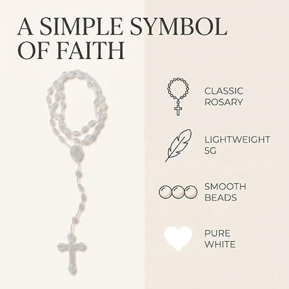 2Pcs White Black Plastic Rosary Beads Luminous Necklaces Catholicism Prayer Religious Jewelry Cross Necklace for Women Men