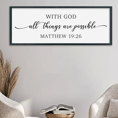 SRSZHIYUE With God All Things are Possible Framed Wall Art 40''×15'' Black - color: With God All Things (Black), size: 40"L x 15"W