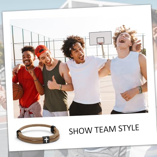 Landical 6 Pcs Cross Bracelet Men Adjustable Braided Rope - color: Fresh color