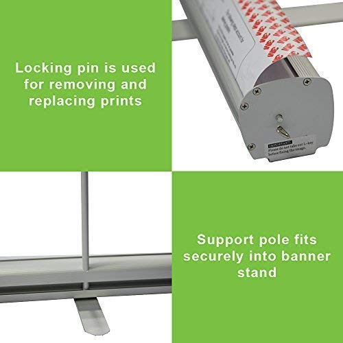 Vispronet Retractable Banner Stand – 24in x 79in Print Holder for 2ft x 6.6ft Signs, Trade Show Display with Aluminum Pole for Promotional Events, Portable Backdrop, Stand Only