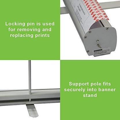 Vispronet Retractable Banner Stand – 24in x 79in Print Holder for 2ft x 6.6ft Signs, Trade Show Display with Aluminum Pole for Promotional Events, Portable Backdrop, Stand Only