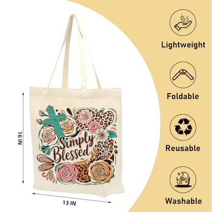 Faith Canvas Tote Bag, Christian Gifts for Women Mama Sister Inspirational Bible Verse Birthday Christmas - color: Floral Christian 859