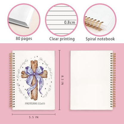Coquette Purple Bow Church Notes Notebook for Note Taking - color: Proverbs 31:25 - purple