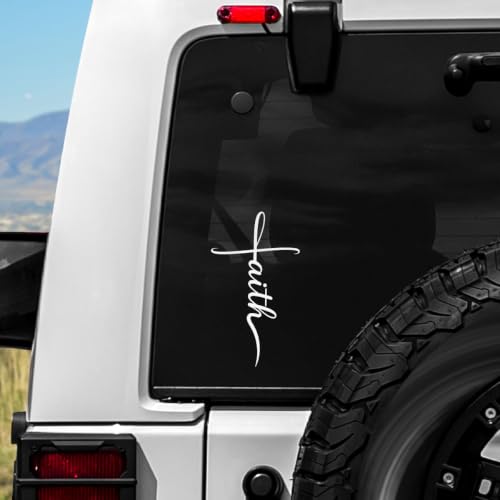 2PCS Faith Cross UV DTF Sticker, Minimal Religious Car Window Decal 10in - color: Faith