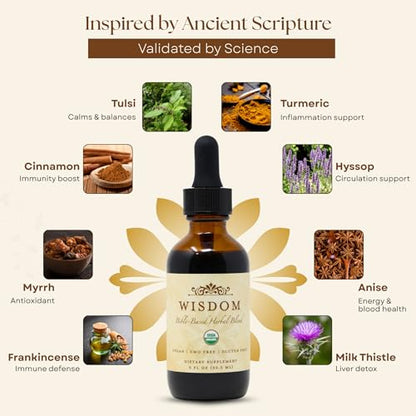 Organic Turmeric, Frankincense and Myrrh – Herbal Supplement Blend for Energy, Detox, Focus, Immunity & Stress – Non-GMO Vegan Tonic with Milk Thistle – Wisdom Bible Based Blend – 2oz Liquid Drops - style: Pack of 3