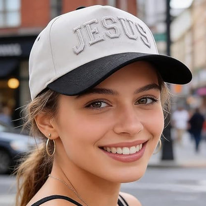 Christian Jesus Hats, Adjustable Denim Cotton Faith Blessed Baseball Cap for Men Women