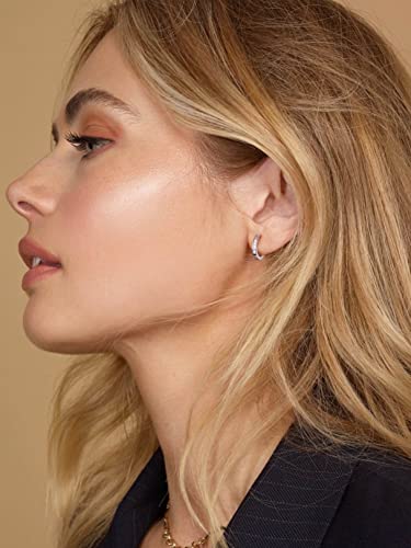 14K Gold Huggie Earrings for Women Silver Huggie Hoop Earrings Cubic Zirconia Huggie Earrings Stud Earrings Lightweight Dainty Hypoallergenic Earrings Jewelry Gifts - color: Silver CZ Huggies