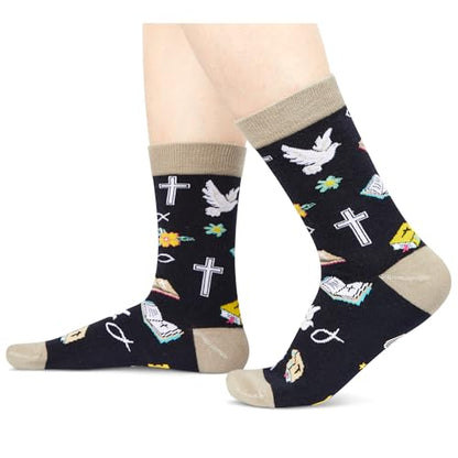 HAPPYPOP Christian Gifts Ideas Socks - Funny Pastor Appreciation gifts, Religious Socks for Jesus Lovers