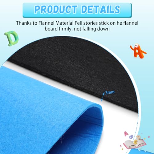 Poen 2 Pcs 41 x 29 Inch Felt Board Toddlers Flannel Board Stories Felt Stories Activities Play Kits for Preschool Classroom Wall Hanging Boys Girls Birthday Gifts Homeschooling Activity, Blue, Black