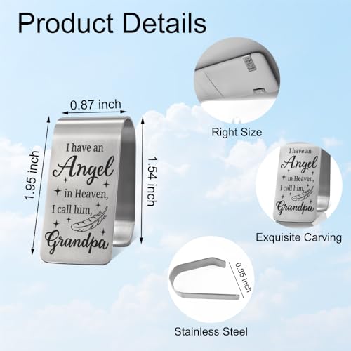 XQLZY I Have an Angel in Heaven I Call Him Grandpa Sympathy Car Visor Clip - color: Sliver065