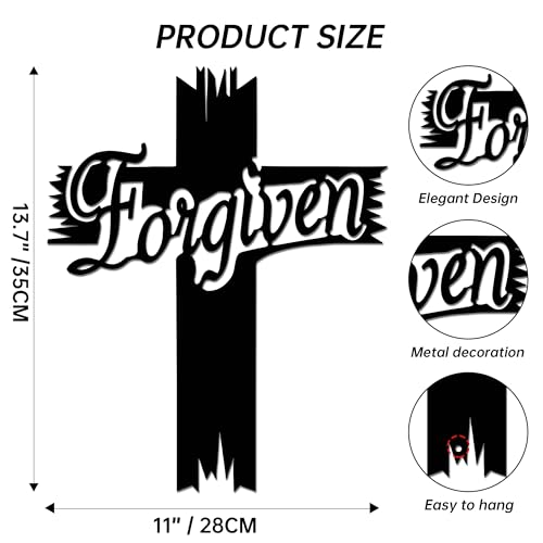 JEWLOVE Metal Cross Wall Decor, Rustproof Black 13.8x11 Inches.