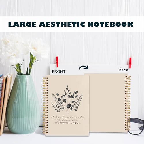 BearCake Christian Notebook Journal, Christian Gifts for Women, PSALM 23:3 He Restores My Soul Prayer Journal for Women, Bible Journaling Neutral Hardcover Spiral Notebook 5.5x8.3 - color: white Bible-soul