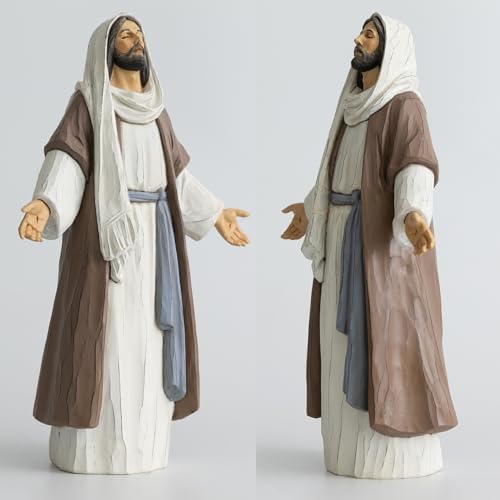Jesus Christ Statue with Open Arms, Hand Painted Saint Statue Religious Modern Home Decor, Christian Jesus Figurines Religious Gift 12in - size: 12inch