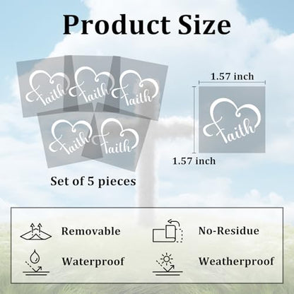 5Pcs Jesus Christian Mirror Stickers,Faith Heart Decals for Car (White) - color: White-faith