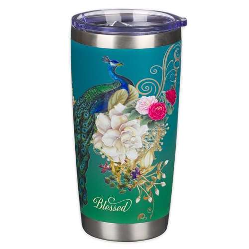 Christian Art Gifts Stainless Steel Vacuum Insulated Tumbler 18 oz - color: Teal/Peacock