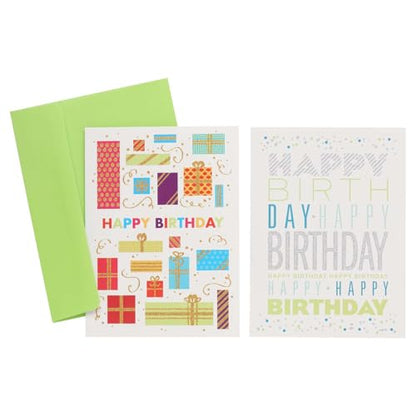 Canopy Street Masterpiece Glitter Birthday Cards / 6 Birthday Cards With Lime Envelopes/Gold And Silver Glitter Accents / 4 5/8" x 6 1/4" Folded Greeting Cards With Inside Verse / 2 Modern Designs - color: Glitter