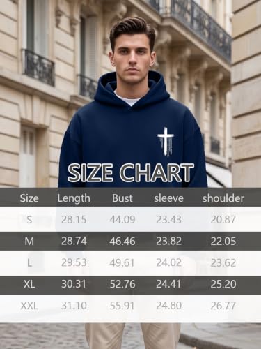 Christian Hoodies for Men Jesus Hoodies Faith Bible Verse Graphic Pullover - color: Blue, size: XX-Large