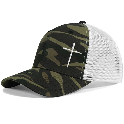 Christian Hats for Men Women,Jesus Cross Hat Christian Religious Gifts for Birthday/Christmas - color: 392.camo-10