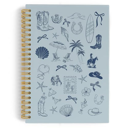 YLZlhb Blue Western Coastal Cowgirl Spiral Notebook Journal, Preppy Beach Notebooks for Note Taking, Cowgirl Gifts for Women, Girly Preppy Blue Ocean Hardcover Spiral Journal 5.5x8.3 Inches - color: cowgirl