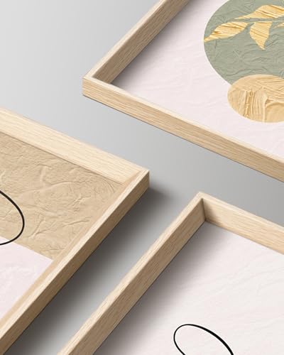 HesenDot High Wood Framed Abstract Line Art Wall Art Set of 3,12x16IN - color: High Frame Abstract Line Face