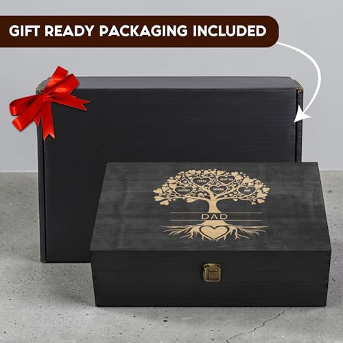 Gifts for Grandpa or Dad, Personalized Family Tree Memory Box, Father's Day - style: 20. Dad Family Tree