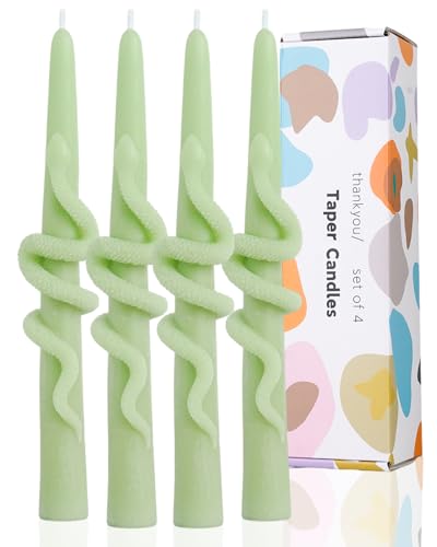 Green Taper Candle Candlestick Snake Soy Candles Unscented Wedding Party Wax Unscented Dinner Candle Dripless,8 inch,Set of 4,Snake - color: 8''Snake-Green