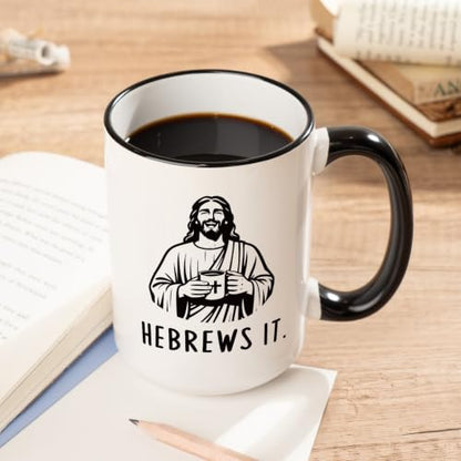 Funny Christian Gifts for Women Men – Jesus He Brews It Coffee Mug 15oz - size: 15 Ounces