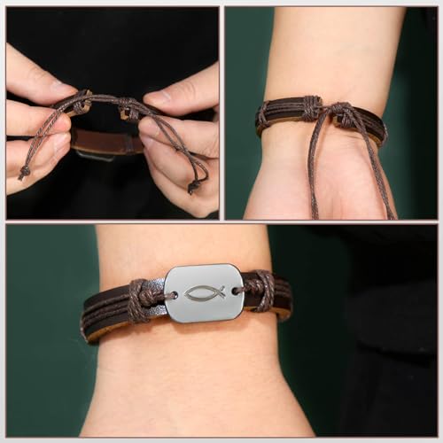 Landical 12 Pcs Fish Bracelet for Men First Communion Confirmation Gifts