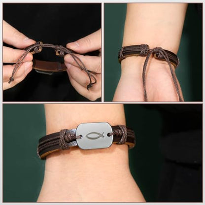 Landical 12 Pcs Fish Bracelet for Men First Communion Confirmation Gifts