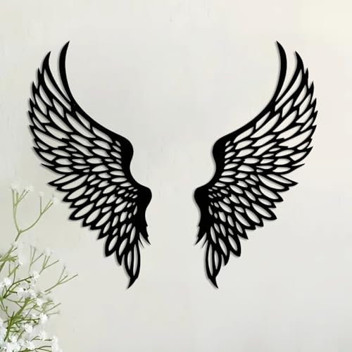 DUOOLN Angel Wings Metal Wall Decor Art, Abstract Butterfly Sculpture Black - color: Black - 2 Pcs Wings