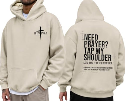 Eatbook Christian Hoodies for Men Faith Over Fear Cross Graphic Hoodie - color: Apricot1, size: Large