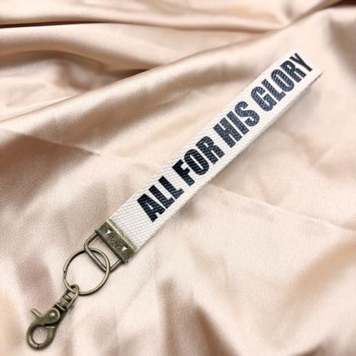 Make Heaven Crowded Christian Keychain Cotton Wristlet Keychain Bronze Key Fob Soft Car Keychain Wristlet - color: All for His Glory