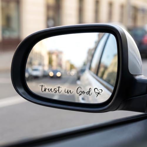Yuanchu 5 Pcs White Black Heart Cross Print Car Stickers, Trust in God Car Decals, Love Heart Cross Stickers for Cars Car's Decal for Window Bumper Laptop
